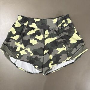 Lululemon Yellow & Green Army Camo Printed Athletic Shorts - Size Unknown